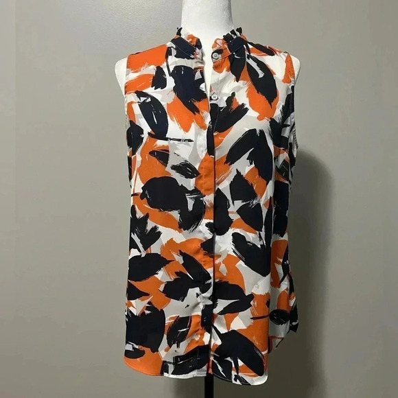Banana Republic Print Drapery Classic Ruffle Collar Tank - Picture 3 of 9